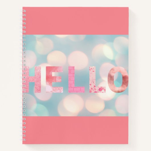 Modern Girly Pink Turquoise Hallo Notitieboek (Voorkant)