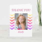 Modern Girly Pink Waves Verjaardagsfoto Dank u Kaart (Voorkant)