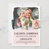 Modern Girly Pink White Lijst Foto Afstuderen Aankondiging (Achterkant)