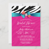 Modern Girly Pink Zebra Print Vrijgezellenfeest Kaart (Voorkant)