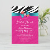 Modern Girly Pink Zebra Print Vrijgezellenfeest Kaart (Staand voorkant)