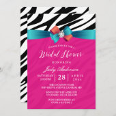 Modern Girly Pink Zebra Print Vrijgezellenfeest Kaart (Voorkant / Achterkant)