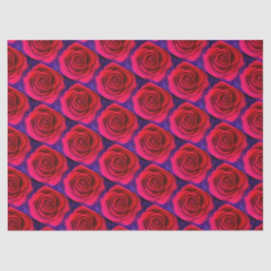 Modern Girly Red Roze Roses Floral Pattern Tissuepapier (Voorkant)