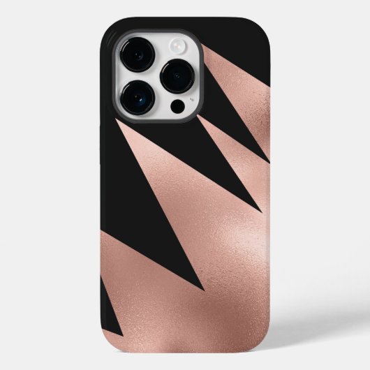 Modern Girly Roos Gold Black Geometric Case-Mate iPhone Case (Achterkant)