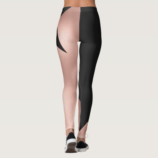 Modern Girly Roos Gold Black Geometric Leggings (Achterkant)