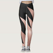 Modern Girly Roos Gold Black Geometric Leggings (Voorkant)
