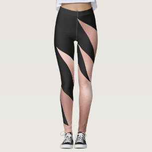 Modern Girly Roos Gold Black Geometric Leggings