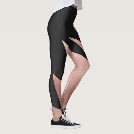Modern Girly Roos Gold Black Geometric Leggings (Rechts)