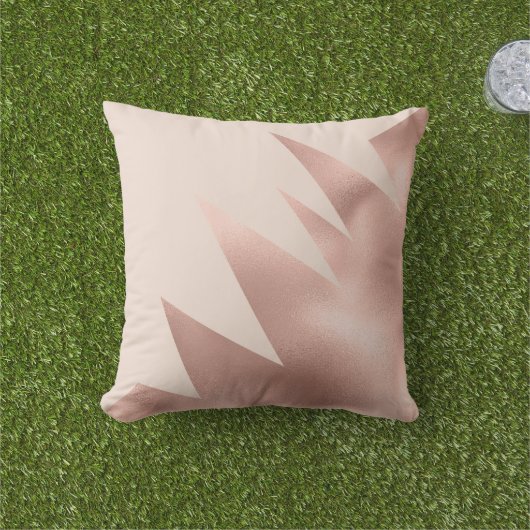 Modern Girly Roos Gold Blush Pink Geometric Buitenkussen (Gras)