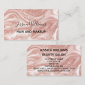 Modern Girly Roos Gold Glitter Marble Hair Makeup Visitekaartje (Voorkant / Achterkant)