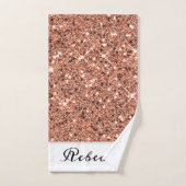 Modern Girly Roos Gold Glitter Monogrammed Bad Handdoek (Handdoek)