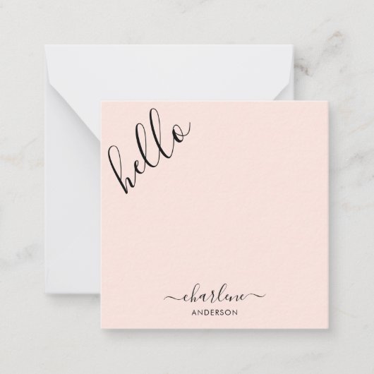 Modern Girly Roos Hallo Pink Notitiekaartje (Voorkant)