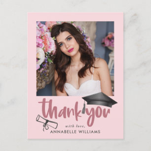 Modern Girly Roze Afstuderen Bedankt Briefkaart