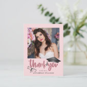 Modern Girly Roze Afstuderen Bedankt Briefkaart (Staand voorkant)