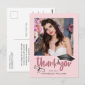 Modern Girly Roze Afstuderen Bedankt Briefkaart (Voorkant / Achterkant)