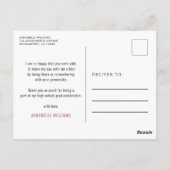 Modern Girly Roze Afstuderen Bedankt Briefkaart (Achterkant)