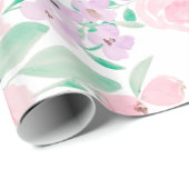 Modern girly roze paarse bloemenpatroon waterverf cadeaupapier (Rol Hoek)