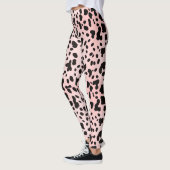 Modern Girly Roze Zwarte Koe Dierenprint Boerderij Leggings (Links)