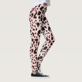 Modern Girly Roze Zwarte Koe Dierenprint Boerderij Leggings (Rechts)