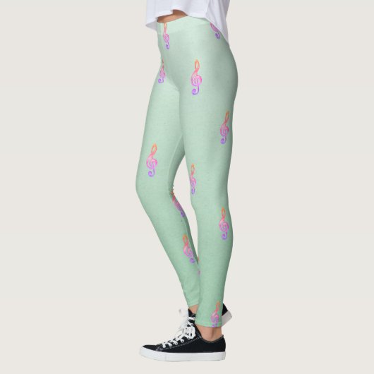 Modern Girly Schattig Cute, Violin Key Leggings (Links)