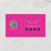 Modern Girly Script QR Code Social Media Roze Visitekaartje (Achterkant)