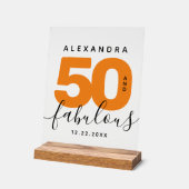 Modern Girly Sinaasappel 50 en Fabulous Birthday Acryl Bord (Hoek)