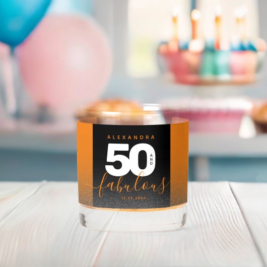 Modern Girly Sinaasappel Glitter 50 en Fabulous Whisky Glas (Insitu (Baby Shower))