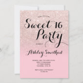 Modern girly snoep roze glitter ombre Sweet 16 Kaart (Voorkant)