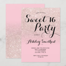 Modern girly snoep roze glitter ombre Sweet 16