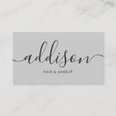 Modern Girly Soft Grey Minimalistische kalligrafie Visitekaartje (Voorkant)