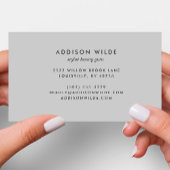 Modern Girly Soft Grey Minimalistische kalligrafie Visitekaartje