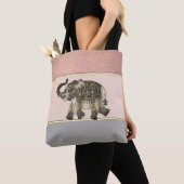 Modern Girly Striped, Elephant Tote Bag (Dichtbij)