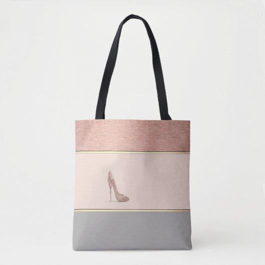 Modern Girly Striped, High Hiel Tote Bag (Voorkant)