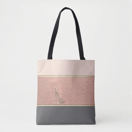 Modern Girly Striped, High Hiel Tote Bag (Voorkant)