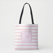 Modern Girly Striped, Monogram-Personalized Tote Bag (Voorkant)