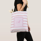 Modern Girly Striped, Monogram-Personalized Tote Bag (Dichtbij)