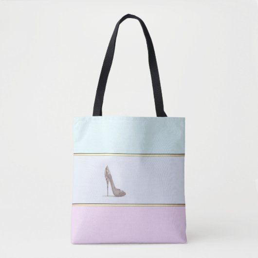 Modern Girly Striped, Ombre, High Hiel Tote Bag (Voorkant)