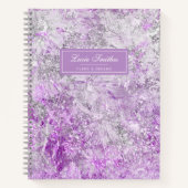 Modern Girly Stylish Chic Paarse Glitter Monogram Notitieboek (Voorkant)