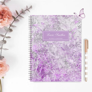 Modern Girly Stylish Chic Paarse Glitter Monogram Notitieboek
