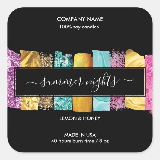 Modern Girly Summer Soy Candle Label Product (Voorkant)