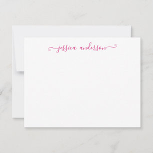 Modern Girly Trendy Hot Magenta Pink Script Notitiekaartje