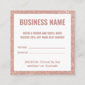 Modern Girly Trendy Pink Glitter Aanbevelingskaartje (Achterkant)