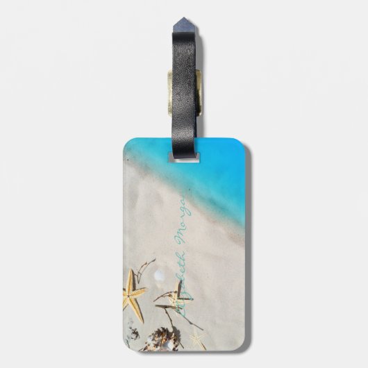Modern Girly Tropical, Beach, Seastars Bagagelabel (Achterkant verticaal)