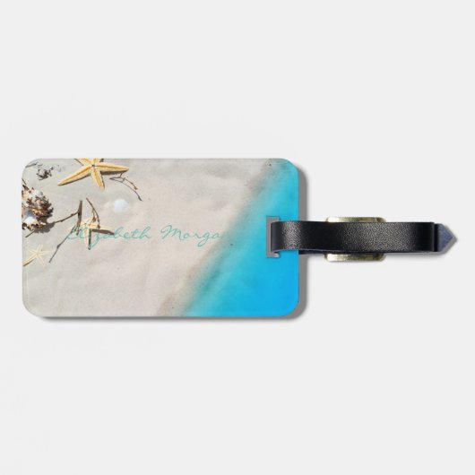 Modern Girly Tropical, Beach, Seastars Bagagelabel (Achterkant horizontaal)