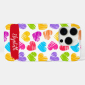 Modern Girly Vibrant Doodled Hearts Patroon Naam Case-Mate iPhone Case (Achterkant (horizontaal))