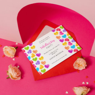 Modern Girly Vibrant Hearts Valentijnsdag Party Kaart