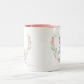 Modern Girly Waterverf Floral Bunny Rabbit Tweekleurige Koffiemok (Center)