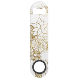Modern Girly Yellow Gold Floral Illustrations Speed Flessenopener