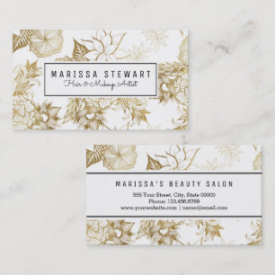 Modern Girly Yellow Gold Floral Illustrations Visitekaartje