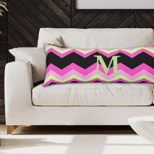 Modern Girly Zigzag Patroon Zwart Fuchsia Chevron Lichaamskussen